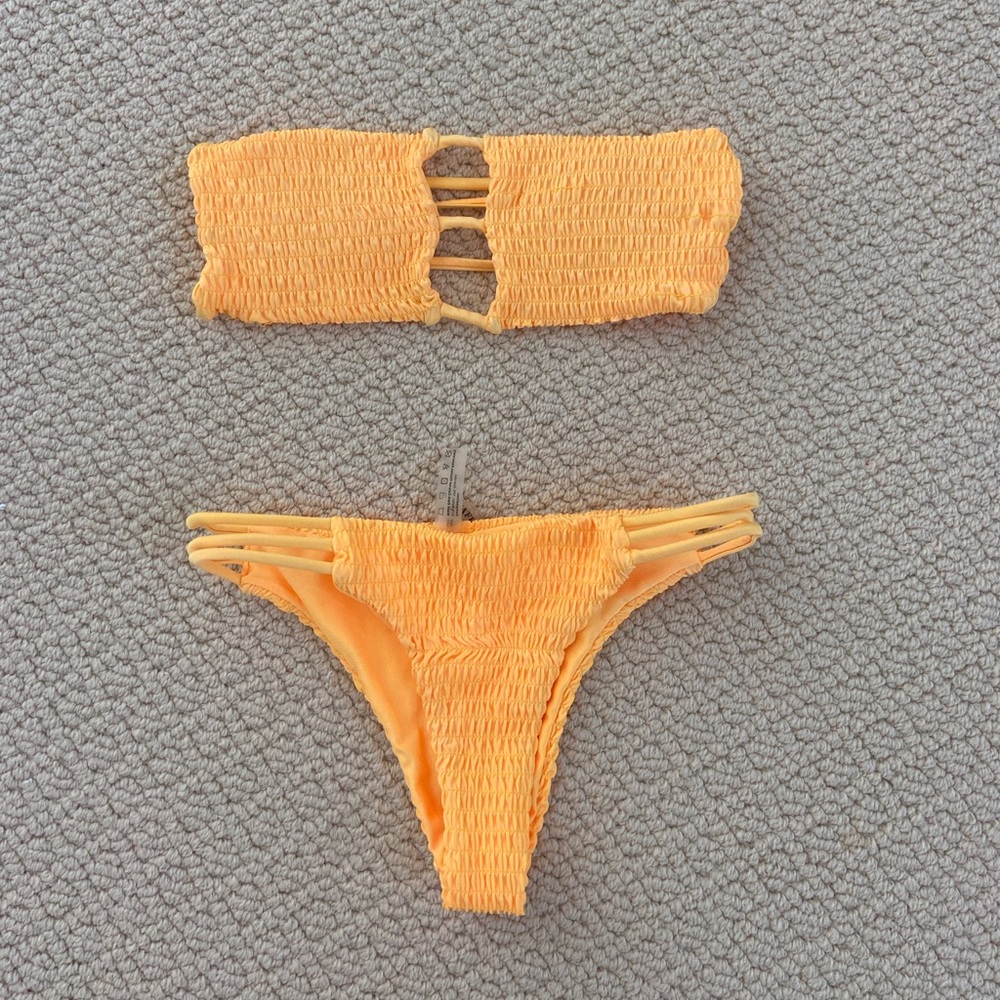 yellow bandeau bikini